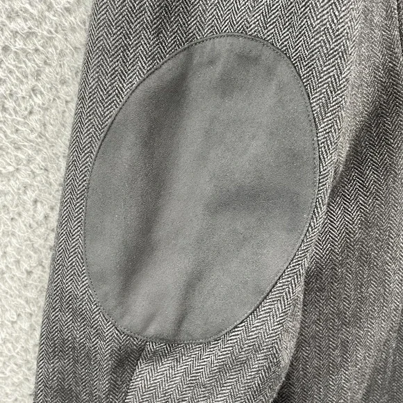 Stafford 100% Wool Blazer Men's 44L Herringbone Elbow Patch Corp Business Career